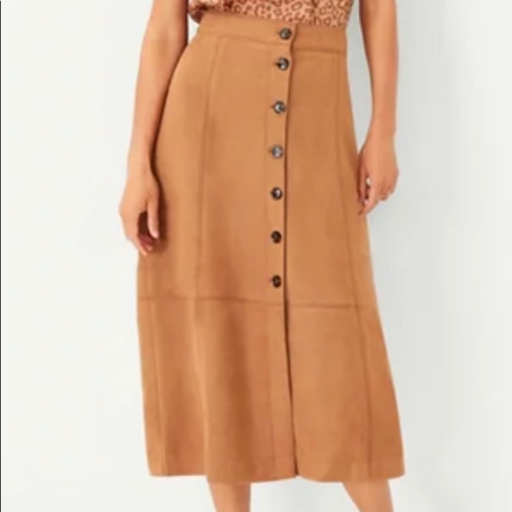Ann Taylor midi faux suede skirt, size 12, new with tags